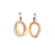 18K Yellow and White Gold Inerlocking Circle Earrings with Diamonds